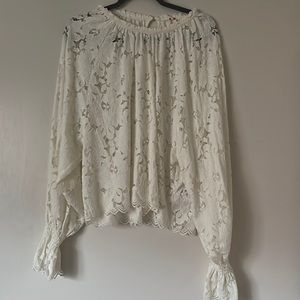Free People White Lace Top